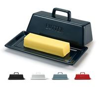 Kook Ceramic Butter Dish with Lid, Kitchen Countertop Butter Keeper, Serving Tray with Cover, Storage Container, Holds 1 Stick, Microwave and Dishwasher Safe, Navy Teal