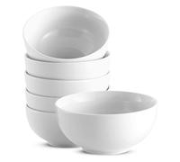 KooK Ceramic Cereal Bowls, Microwave, Dishwasher and Freezer Safe, Porcelain Dishes for Soup, Pasta, Salad, Oatmeal, Deep Interior, 20 oz, Set of 6 (White)