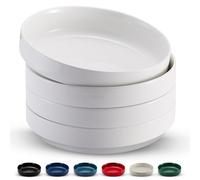 KOOK Ceramic Large Pasta Bowls, Microwave and Dishwasher Safe, Great for Soups and Salads, Shallow Serving Bowls, Glossy Porcelain, 47 oz, Set of 4, White