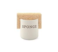 Kook Ceramic Sponge Holder, Speckled Stoneware Caddy, Countertop Soap and Scrub Rest, Farmhouse Style Decor for Kitchen and Bathroom, Dishwasher Safe, Cream