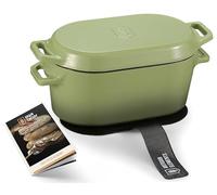 Kook Dutch Oven, for Bread Baking, Sourdough Loaf Pan, Dual Handles, Enameled Cast Iron, with Sling, Dishwasher Safe, 3.4 Qt, Sage Ombre