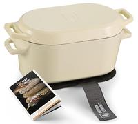 KooK Dutch Oven, for Bread Baking, Sourdough Loaf Pan, with Lid, Dual Handles, Enameled Cast Iron, includes Lid Lever, Dishwasher Safe, 3.4 Qt, Ivory