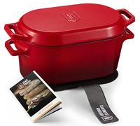 KooK Enameled Cast Iron Dutch Oven for Sourdough Bread Baking - 3.4 Qt Pot with Lid for Even Heat Distribution - Includes Silicon Bread Sling and Recipe Book for Home Bakers