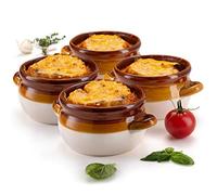 KooK French Onion Soup Pots Ceramic Large Handles Stoneware Dishwasher, Microwave, Oven & Grill Safe, Standard 16 Oz Capacity & 18 Oz Total Capacity