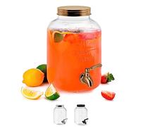 Kook Glass Drink Dispenser, with Leak-Proof Stainless Steel Spigot, Clear Mason Jar, Beverage Storage for Fridge, for Water, Iced Tea, Sangria, Lemonade, 1 Gallon