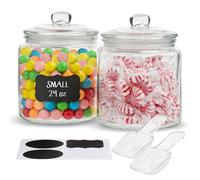 KooK Glass Kitchen Jars, Food & Cookie Storage Containers for Pantry, Bathroom Apothecary Canisters, Dishwasher Safe, with Chalk, Label, Plastic Scoops (32 Oz)