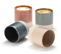 KooK Latte Mugs, Ceramic Artisanal Stoneware, No Handle, Japanese Tea Cups, For Coffee, Tea, Cocoa, Microwave and Dishwasher Safe, Multicolor, 10.5 oz, Set of 4