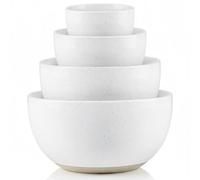 KooK Mixing Bowls, Ceramic Nesting Bowls, Stoneware Kitchen Bowls, For Prep, Serving, Dishwasher Safe, 18/40/90/140 oz, Set of 4, Moonstone