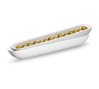 KooK Olive Boat Tray, Set of 2, Charcuterie Tray, Grazing Table Supplies, Charcuterie Board Accessories, Ceramic Serving Dish, Narrow Canoe, Cheeses and Appetizers, Dishwasher Safe, 12”, White