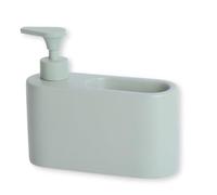Kook Time Ceramic Soap Dispenser with Sponge Holder - Slim Kitchen Sink Organiser 500ml | Washing up Liquid Dispenser for Kitchen | 18 x 6 x 15.8 cm | Matt Sage