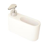 Kook Time Ceramic Soap Dispenser with Sponge Holder - Slim Kitchen Sink Organiser 500ml | Washing up Liquid Dispenser for Kitchen | 18 x 6 x 15.8 cm | White