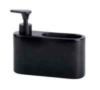 Kook Time Ceramic Soap Dispenser with Sponge Holder - Slim Kitchen Sink Organiser 500ml | Washing up Liquid Dispenser for Kitchen | 18 x 6 x 15.8 cm | Matt Black