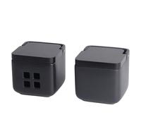 KOOK TIME Kitchen Accessories Set - 2 Piece Set - Includes 1 x Salt Cellar and 1 x Garlic Keeper - Garlic Pot and Salt Pot with Swivel Bamboo lid - Matt Black Ceramic and Black Lid