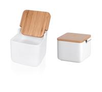 KOOK TIME Kitchen Accessories Set - 2 Piece Set - Includes 1 x Salt Cellar with swivel lid and 1 x Sugar Bowl with lid and stainless steel spoon - Shiny White