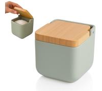 KOOK TIME Kitchen salt pot with lid | Ceramic salt pigs for kitchen with natural bamboo lid, perfect for coarse, fine or maldon salt or spices or sugar | Matt Sage Green Salt Pig
