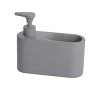 KOOK TIME Sink Caddy, Ceramic Detergent Dispenser with Scrubber Holder, Kitchen Sink Organizer, Matte Grey