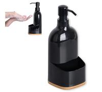 KOOK TIME Soap Dispenser, Black PUMP_DISPENSER, Practical Dish Soap Organizer with Sponge Holder, Elegant Kitchen Decor, 9.5 x 9.5 x 22 cm