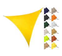 Kookaburra 3m Triangle Water Resistant Garden Patio Sun Shade Sail Canopy 96.5% UV Block with Free Rope (Yellow)