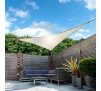 Kookaburra 5M Triangle Waterproof Ivory Garden Patio Sun Shade Sail Canopy 98% Uv Block With Free Fixing Kit