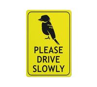 Kookaburra Please Drive Slowly Bright Yellow Sign 12 X 8 Inches Aluminum Sign Reflective - Uv Protected, Waterproof, Weatherproof And Fade Resistant - 4Pre-Drilled Holes