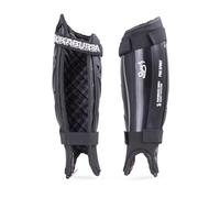 Kookaburra Pro Spirit Hockey Shin Guard - Large - Black - Spine-Reinforced Outer Shell, Wave Foam Backing & Removable Shield - Adjustable Custom Fit (Sizes S-L)