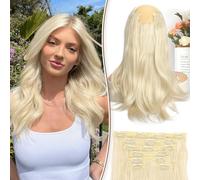 KooKaStyle Clip in Hair Extensions Thick Long Straight Soft Lace Hair Extensions Light Weight 14" Platinum Blonde 14" 7 Pieces