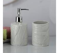 Kookee Ceramic Bathroom Accessories Set of 2, Modern Bath Set with Liquid handwash Soap Dispenser and Toothbrush Holder, Luxury Gift Accessory for Home (9609)