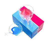 Kookia Heart Shaped Mugs, Double-Walled Glass Coffee Tea Cups (Set of 2, 6 oz), Gifts Package