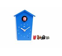 KOOKOO AnimalHouse blue, striking small cuckoo clock with 5 farm animals sounds, natural field recordings, modern sleek designed clock