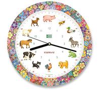 KOOKOO KidsWorld Garden Love Farm Clock with 12 Real Animal Voices from the Country, Quartz Movement, 34 cm