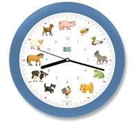 KOOKOO KidsWorld Sky-Blue, genuine wall clock with natural sounds, 12 farm animals