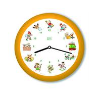 KOOKOO KinderLieder yellow, small wall clock, every hour sounds one of 12 well-known children's songs on zither and alto flute