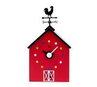 KOOKOO RedBarn small, farmhouse clock with 12 animal sounds, a rooster and a rotating weathervane