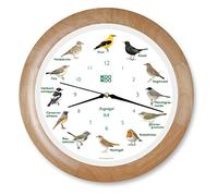 KOOKOO Singing Birds Wood, The Singing Bird Clock with 12 Native Songbirds and Real, Natural Bird Voices, with RC Radio Quartz Movement