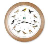 KOOKOO Singvögel wooden, singing birdclock includes 12 genuine original field recordings from native songbirds