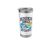 Kooks Only Humorous Surf Design with Shark and Surfer Stainless Steel Insulated Tumbler