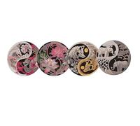 KookuLEE 4 Pcs DIY 5D Diamond Painted Coasters,DIY Craft Diamond Art Handmade Diamond Plate Mat,Lotus Wolf Elephant Night Scene Handmade Diamond Painting Dinner Plate Tea Set Tea Coasters