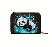 KookuLEE DIY Chinese Style Sleeping Panda Diamond Painted Wallet,Small Portable Card Holder & Mini Wallet Waterproof ID Coin Case with Multiple Card Slots Personalized Creative Handmade Gift