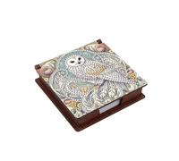 KookuLEE DIY Diamond Painted Note Storage Box,5D Handmade Diamond Art Post it Dispenser,Cute White Owl Jewelry Storage Box, Perfect for Dorm Desk Decor,Contains 160 Sheets of Note Paper (Color 01)