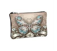 KookuLEE DIY Handmade Diamond Painted Kit,Retro Style Elegant Butterfly Mini Portable Card Holder, ulti-Card Slot Mini Wallet,Waterproof ID Card Coin Purse, Personalized Creative Handmade Gift