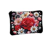 KookuLEE DIY Handmade Diamond Painted Kit,Rose Daisy Peony Tulip Mini Portable Card Holder, ulti-Card Slot Mini Wallet,Waterproof ID Card Coin Purse, Personalized Creative Handmade Gift