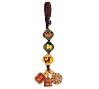 KookuLEE Hand Made Ancient Method Gold Zodiac Tiger Horse Dog Keychain Pendant Phone Chain Car Keychain Natural Stone Chain Ladies Cute Bicycle Key Lucky HandmadeHang Kit