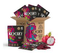 Kooky Gently Dried Dragon Fruit - 12 Pack Tropical Fruit Snacks (20g Each) | Naturally Sweet Red Dragon Fruit | Vegan, High Fibre, Allergen Free | Healthy Lunchbox & On-the-Go Snack