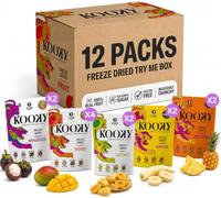 Kooky Try Me Box | Crunchy Freeze Dried 12pks | 100% Fruit Low Calorie Healthy Snacks for Kids & Adults | Tropical Snacks ft. Banana, Pineapple, Mangosteen, Jackfruit & Mango