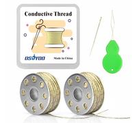 KOOKYE Conductive Thread 2 Bobbins 65ft/20m 60-80 Ω/m 2Ω/ft Smooth Sewable for Arduino Lilypad E-texile with Needle Threader
