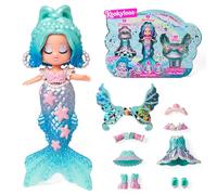 KOOKYLOOS FAIRYTALE MIX and MATCH PEARL - 3 in 1 fantasy themed doll, Contains 1 doll, 1 princess outfit, 1 mermaid outfit and 1 fairy outfit, Turquoise