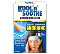 KOOL 'N' SOOTHE MIGRAINE Cooling Gel Sheets/ 4 Pack/Immediate Cooling Relief for Migraine & Severe Headache