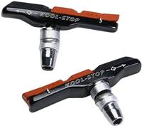Kool Stop Brake Shoes, Linear Pull Holder & Dual Compound, Black, 14209019 | Kool Stop V-Thread Brake Pads - Dual Salmon & Black Compounds