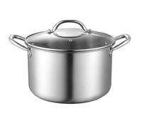 KOOLASA 8 litres Stainless Steel Stock Pot with Glass Lid,Large Deep Casserole Cooking Stockpot with Steamer Rack,Cooking Pot Induction Pot with Handles