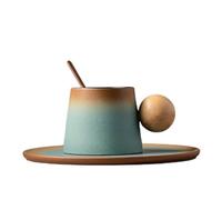 KOOLASA Ceramic Coffee Mug Sets Tea Cup with Spoon Saucer Cup and Saucer Sets 200ml Gradient Color
